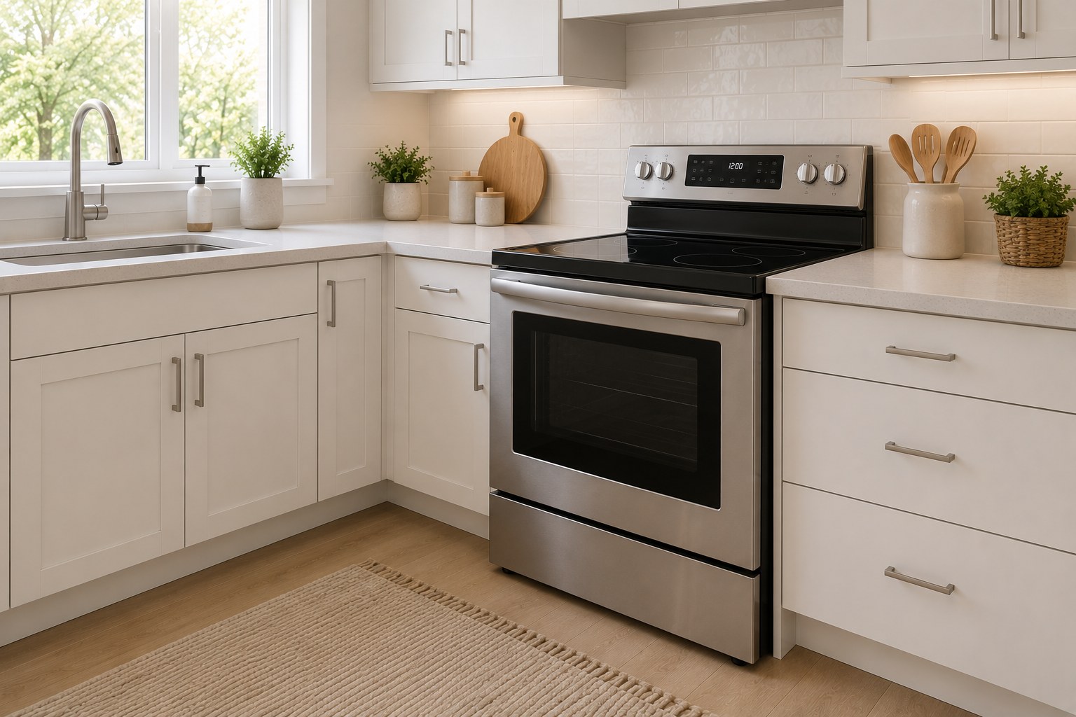 Modern Toronto kitchen with a stainless electric smoothtop stove — TrueFix electric stove repair